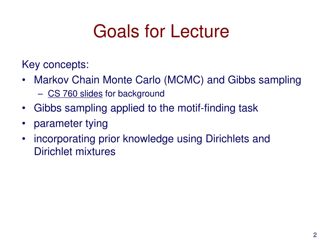 goals for lecture