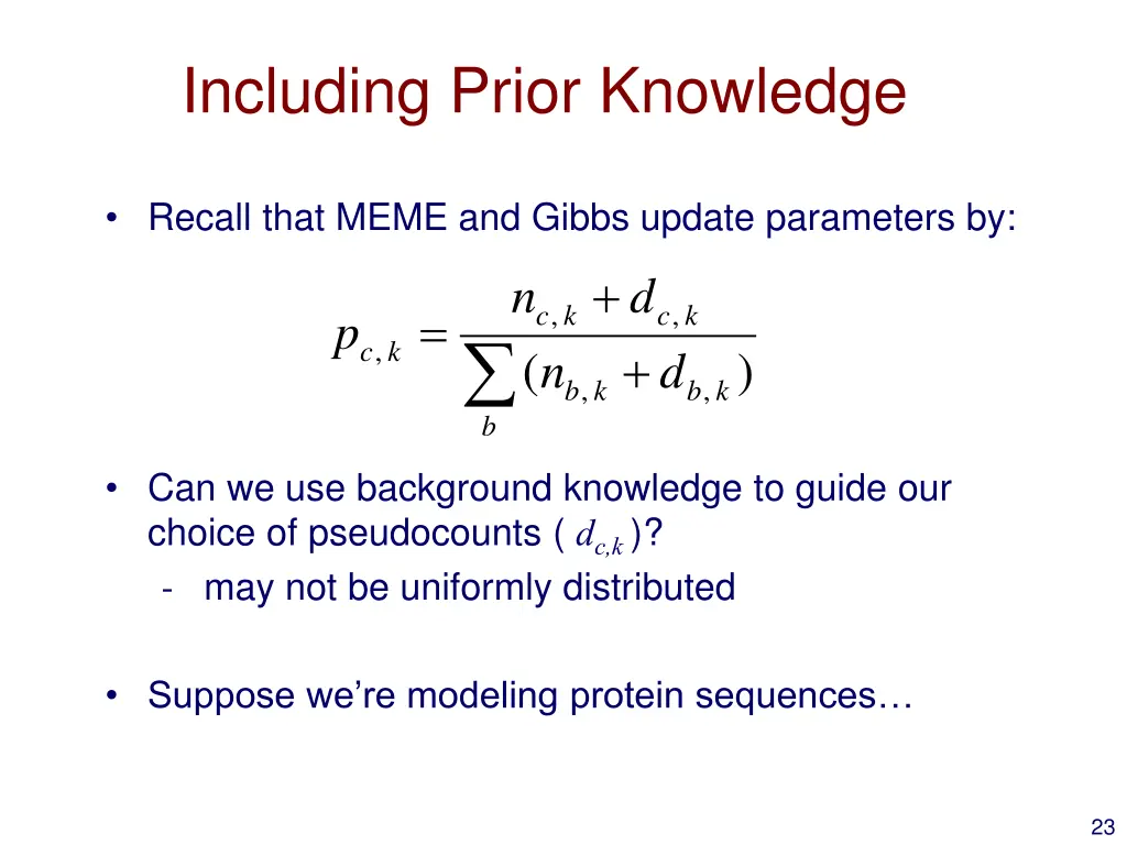 including prior knowledge