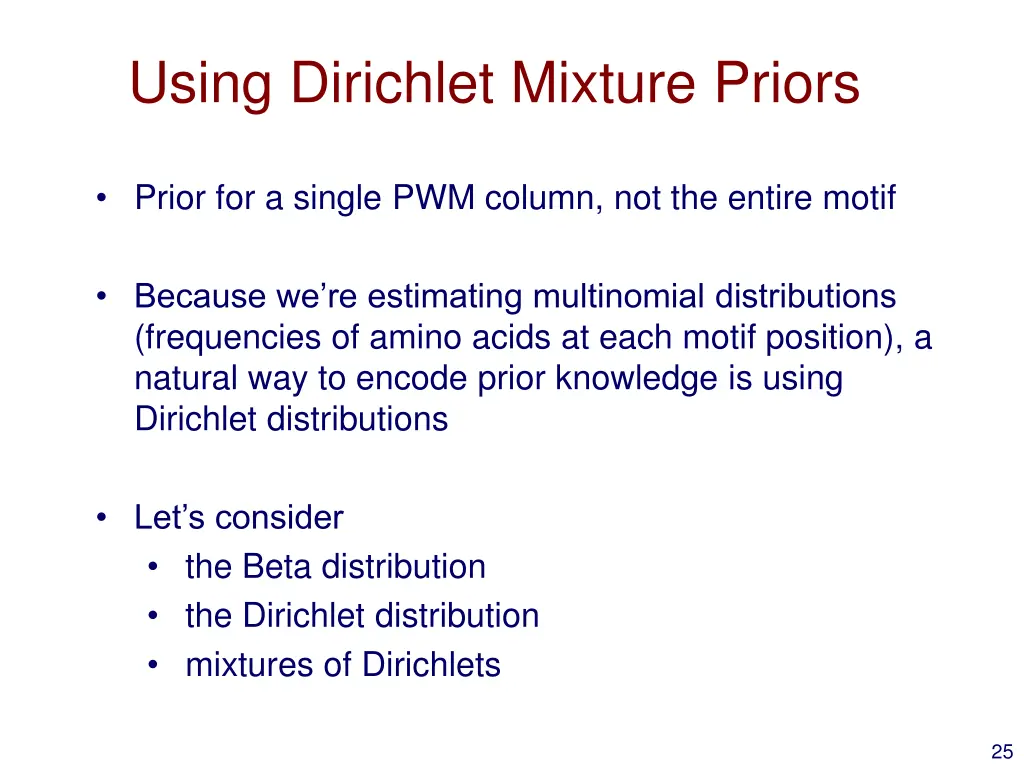 using dirichlet mixture priors
