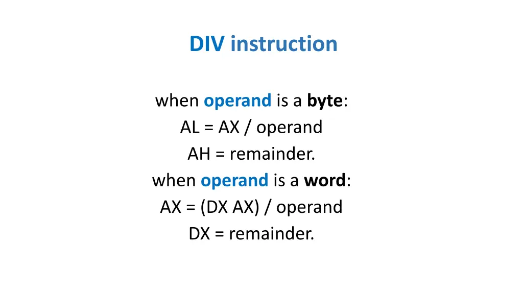 div instruction