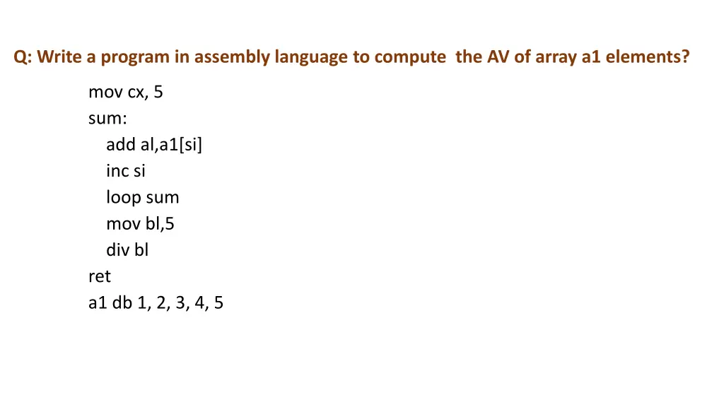 q write a program in assembly language to compute 3