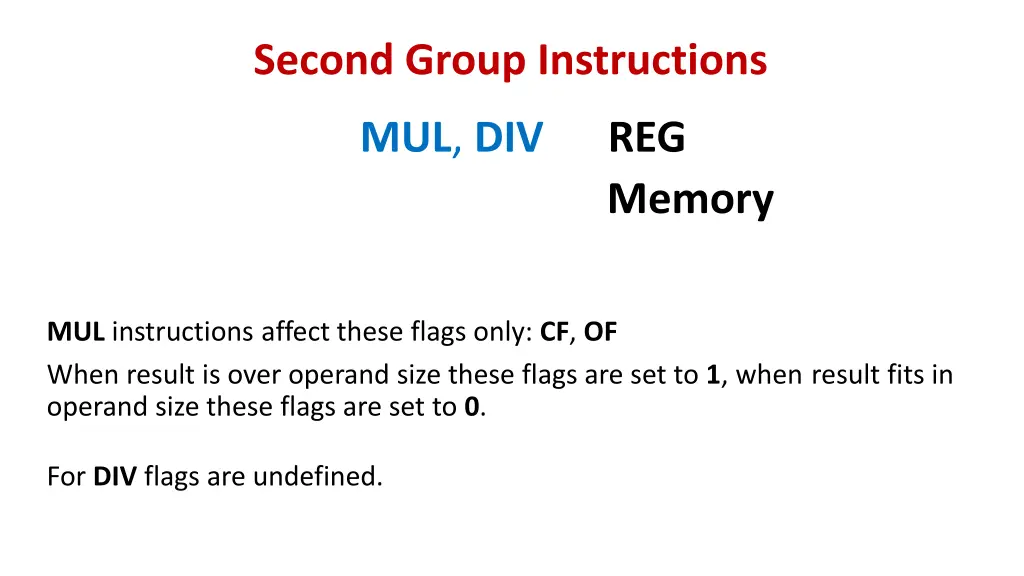 second group instructions