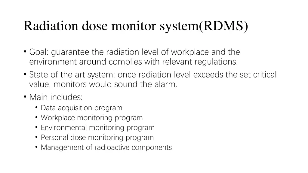 radiation dose monitor system rdms