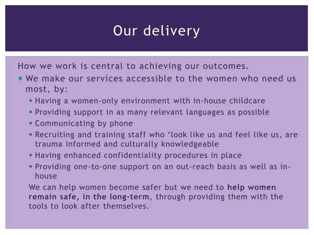 our delivery