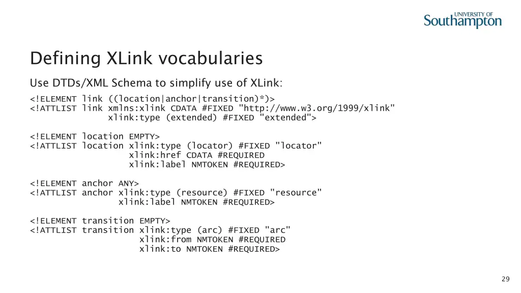 defining xlink vocabularies