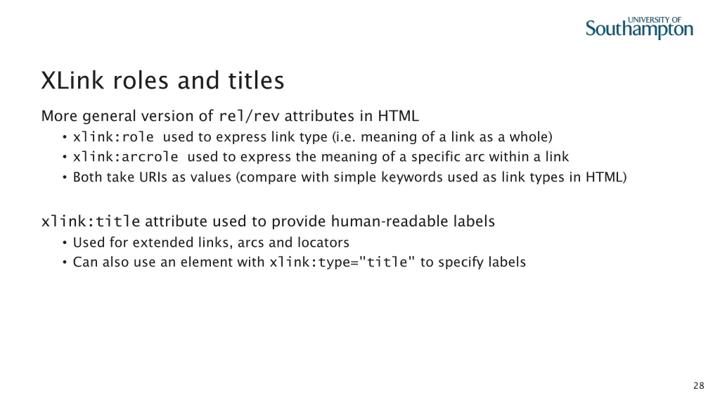 xlink roles and titles