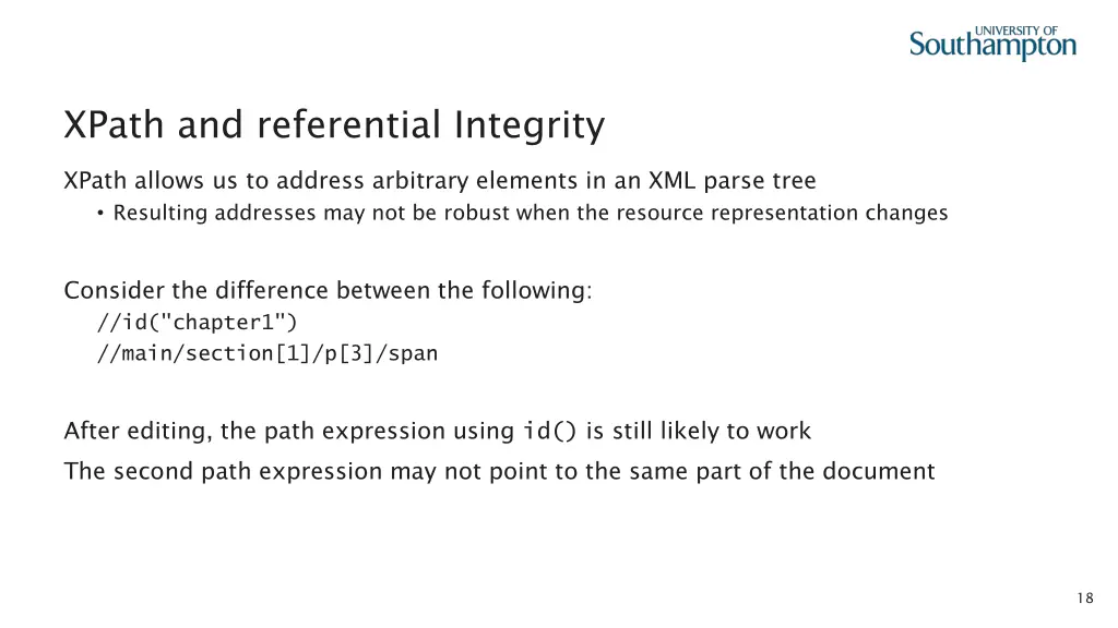 xpath and referential integrity