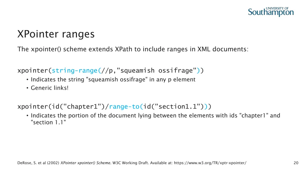 xpointer ranges