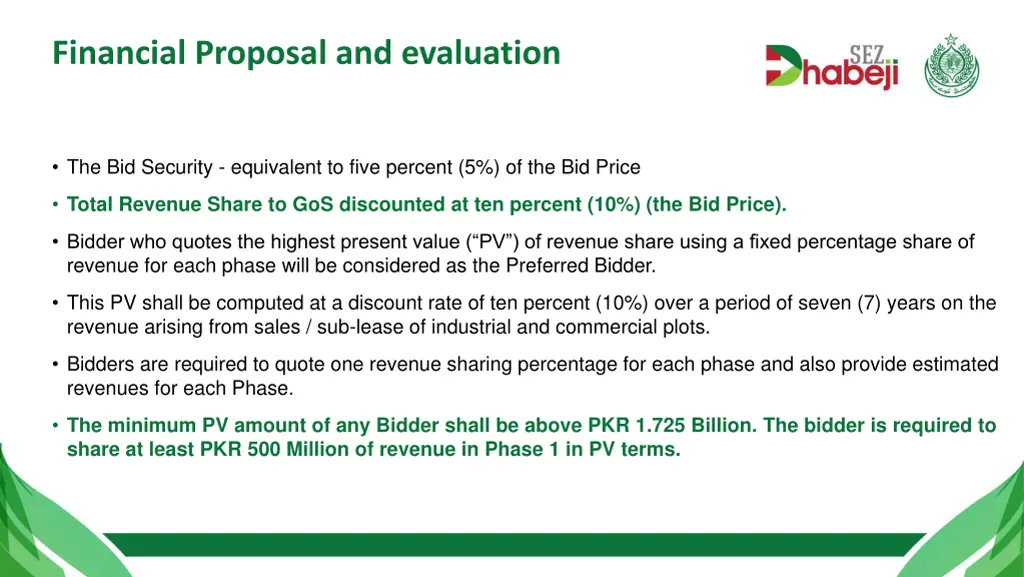 financial proposal and evaluation