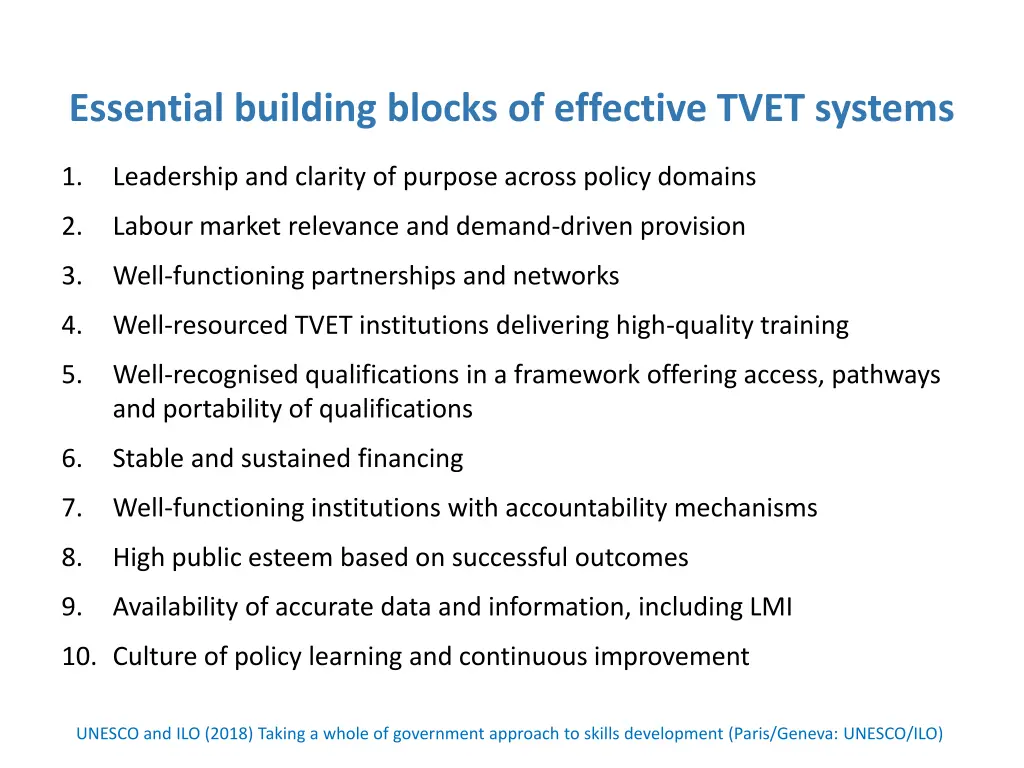 essential building blocks of effective tvet
