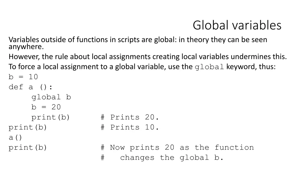 global variables