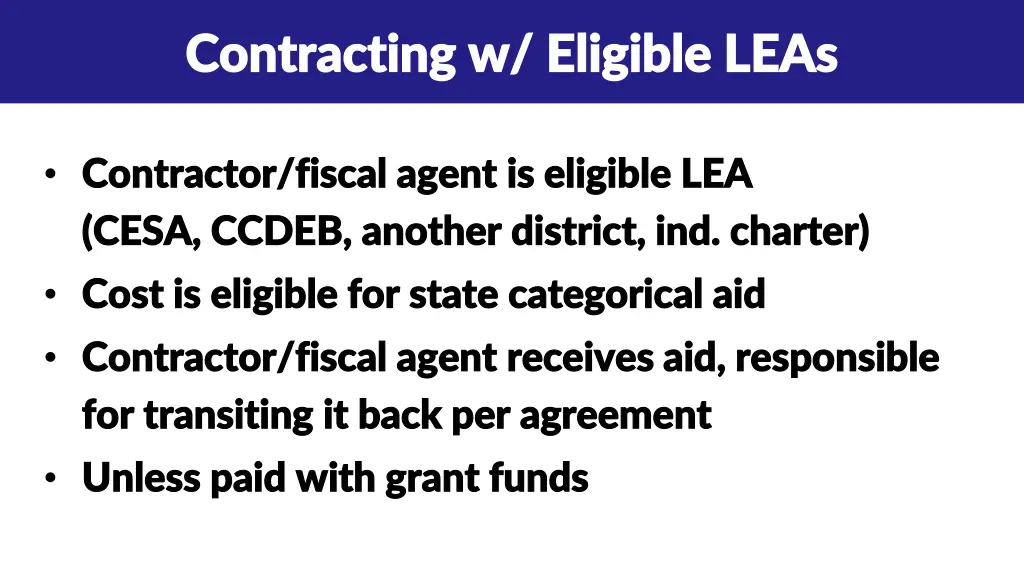 contracting w eligible leas contracting