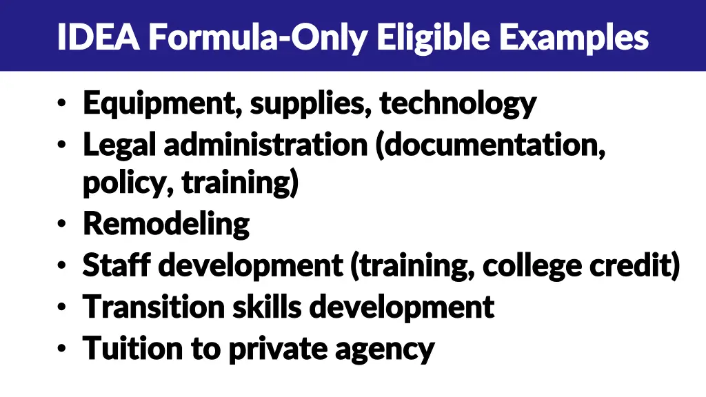 idea formula idea formula only eligible examples 1