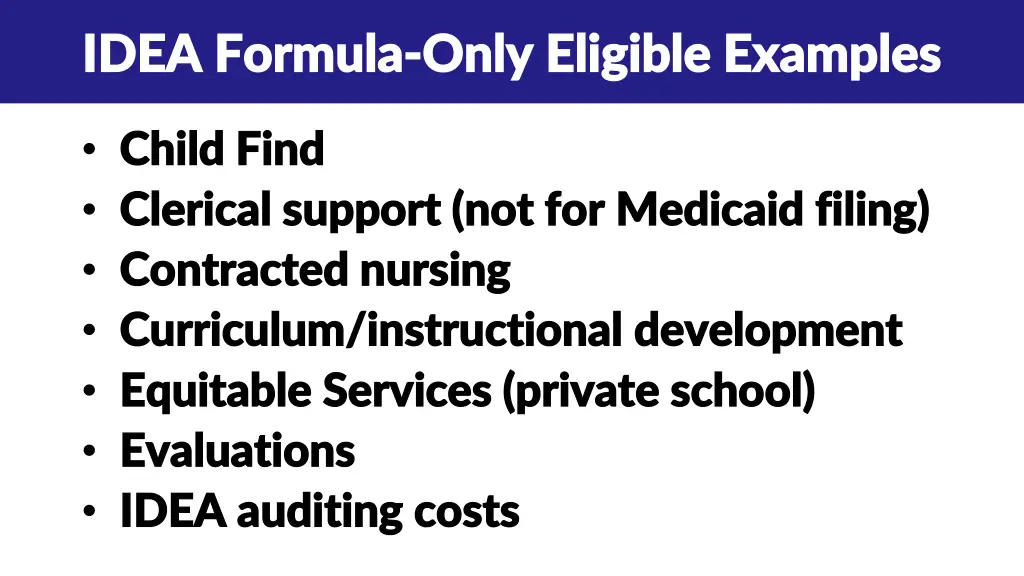 idea formula idea formula only eligible examples
