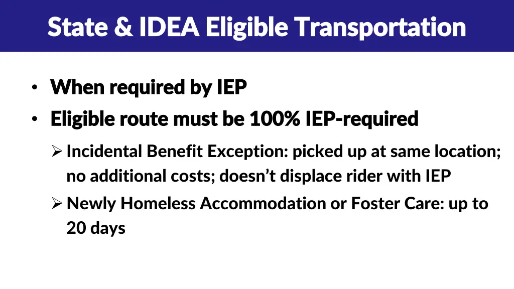 state idea eligible transportation state idea