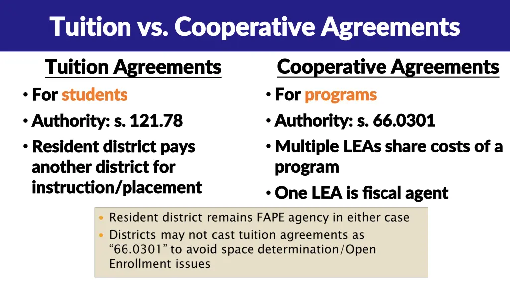 tuition vs cooperative agreements tuition