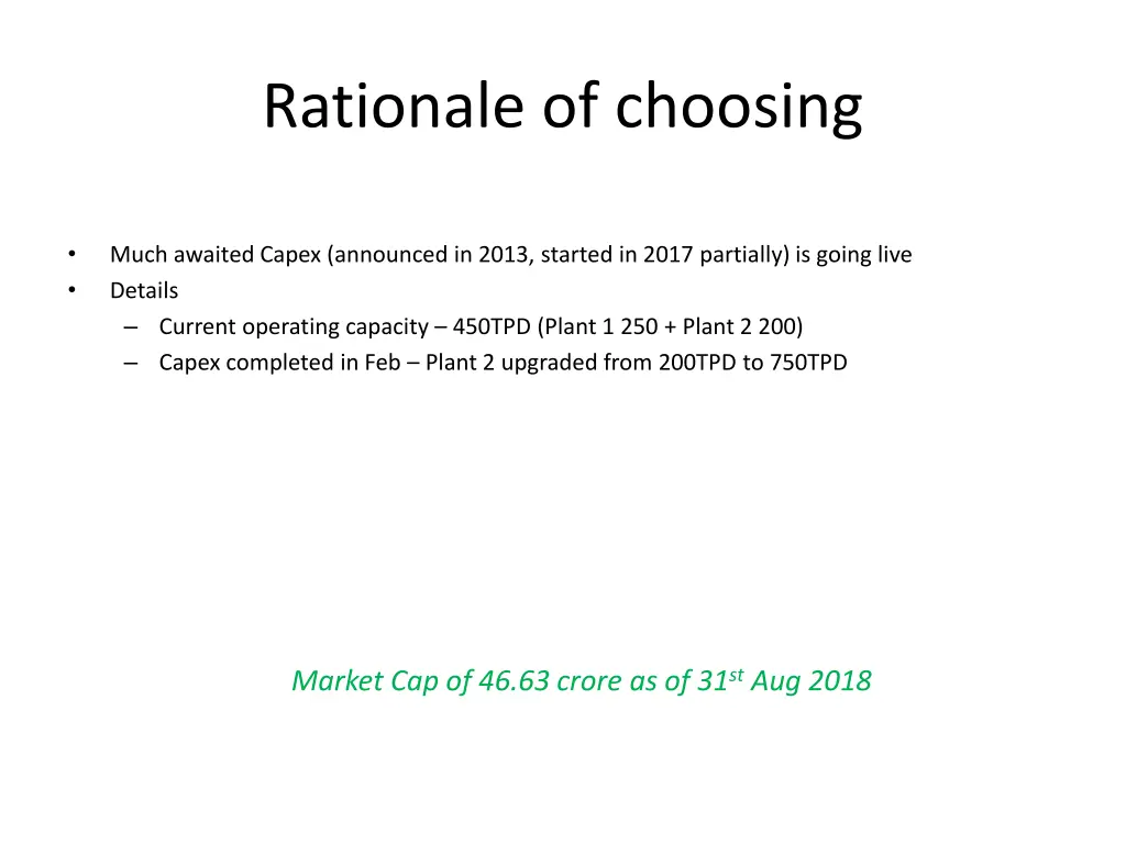 rationale of choosing