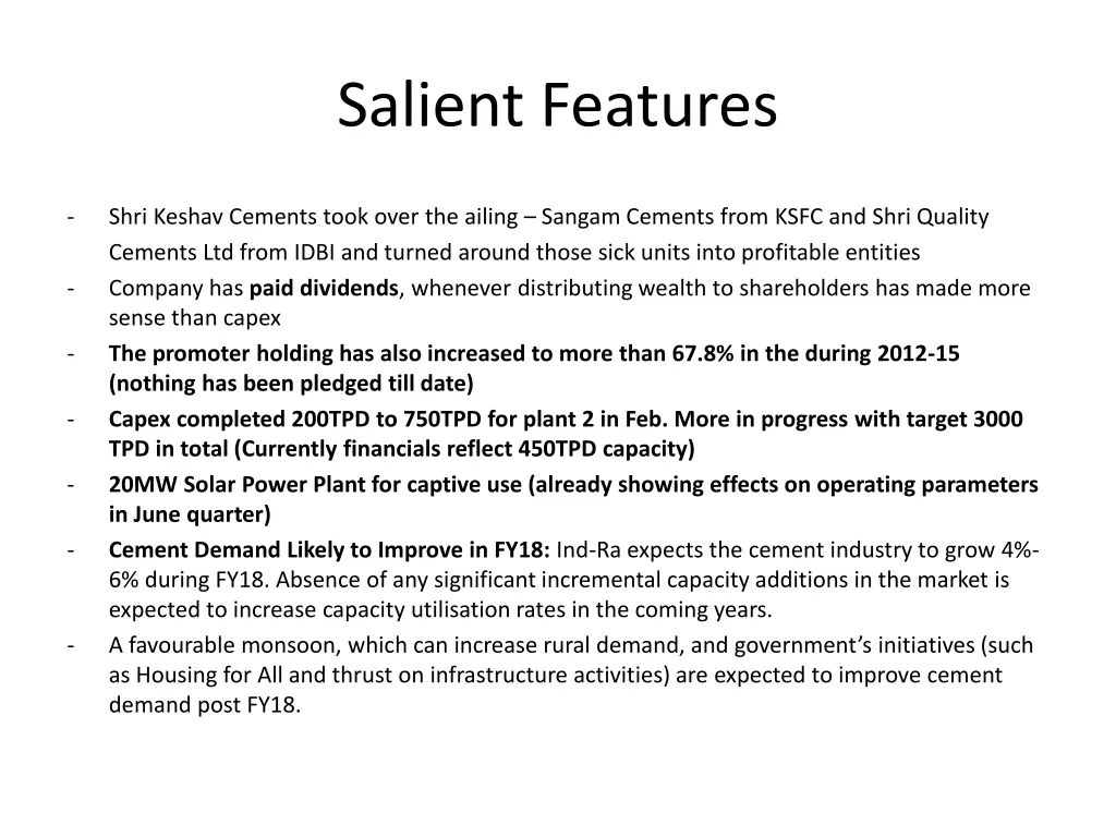 salient features