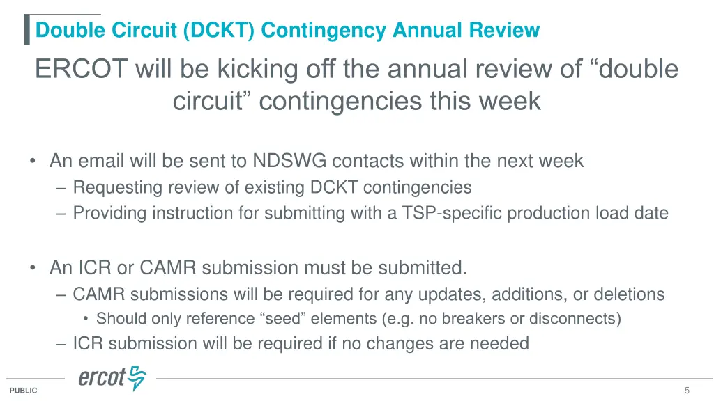 double circuit dckt contingency annual review
