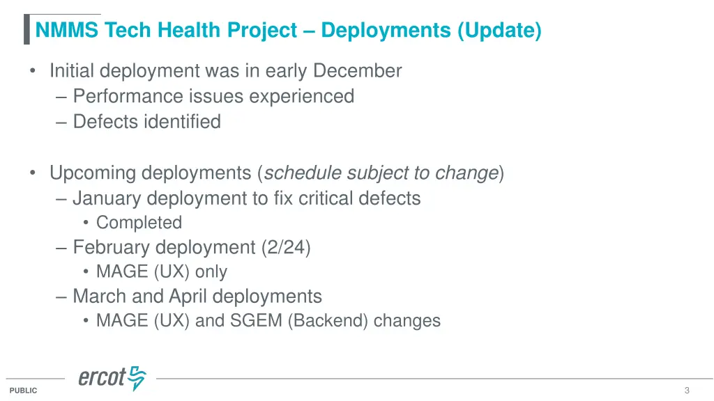 nmms tech health project deployments update