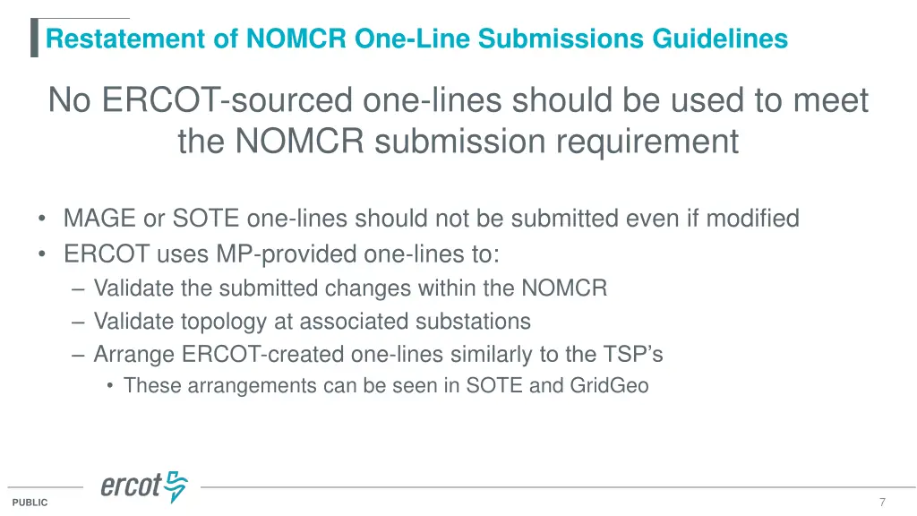 restatement of nomcr one line submissions