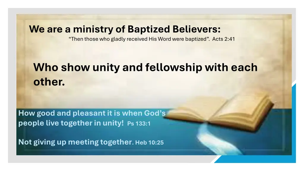 we are a ministry of baptized believers then 12