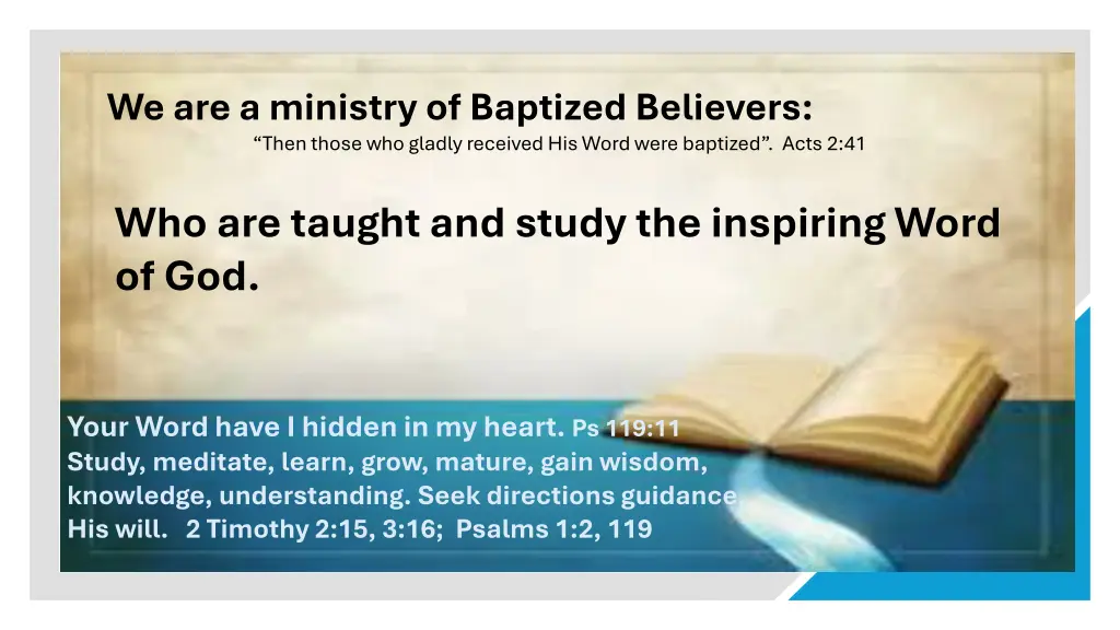 we are a ministry of baptized believers then 14