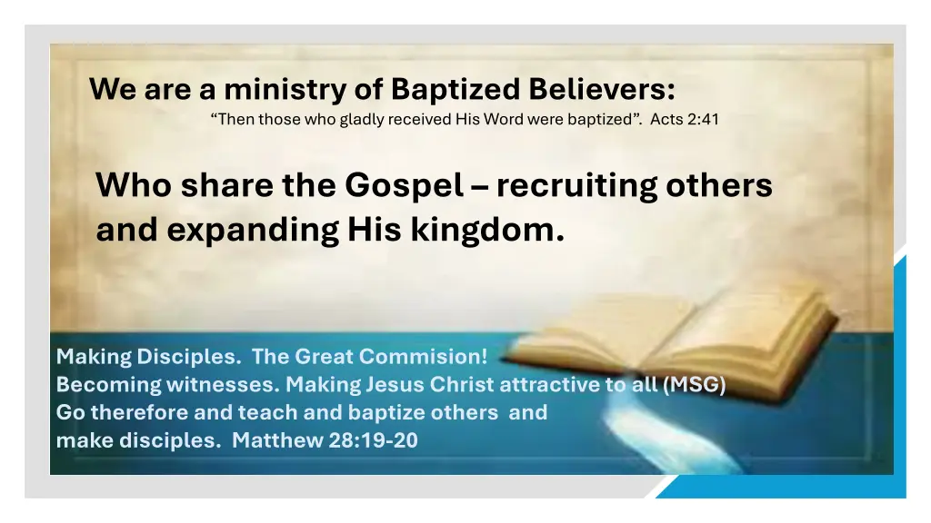 we are a ministry of baptized believers then 16