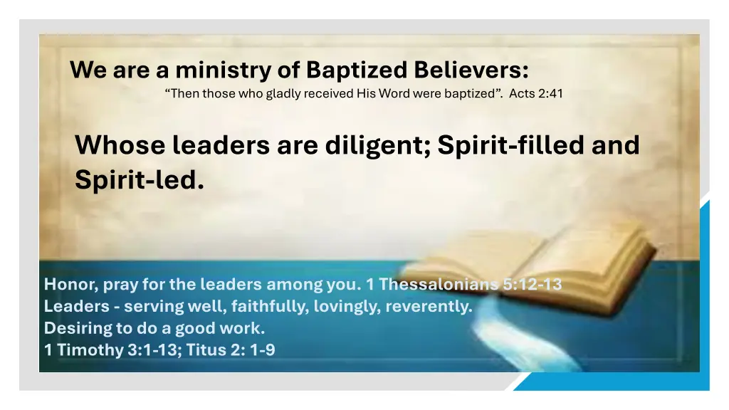 we are a ministry of baptized believers then 17