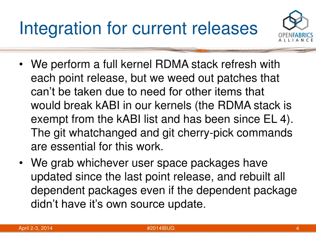 integration for current releases