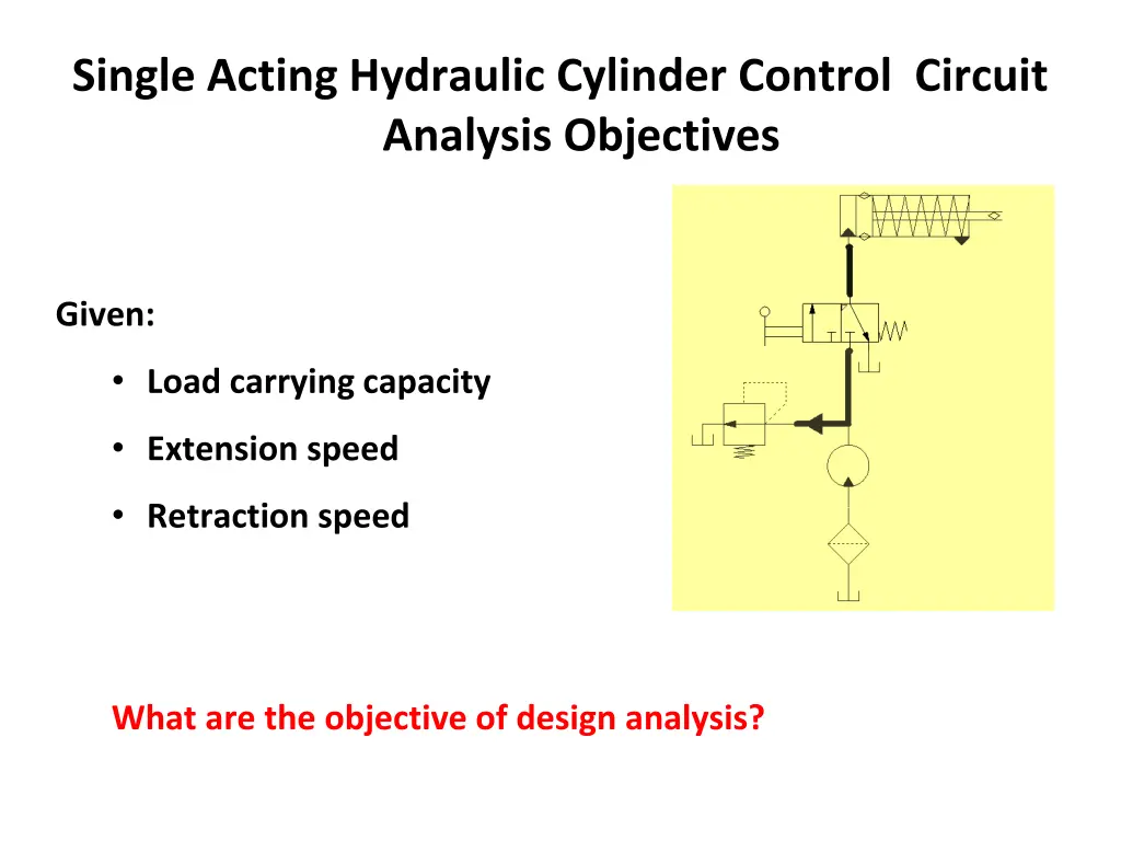 single acting hydraulic cylinder control circuit 20