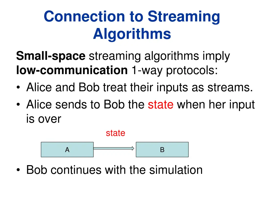 connection to streaming algorithms