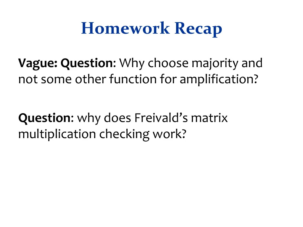 homework recap
