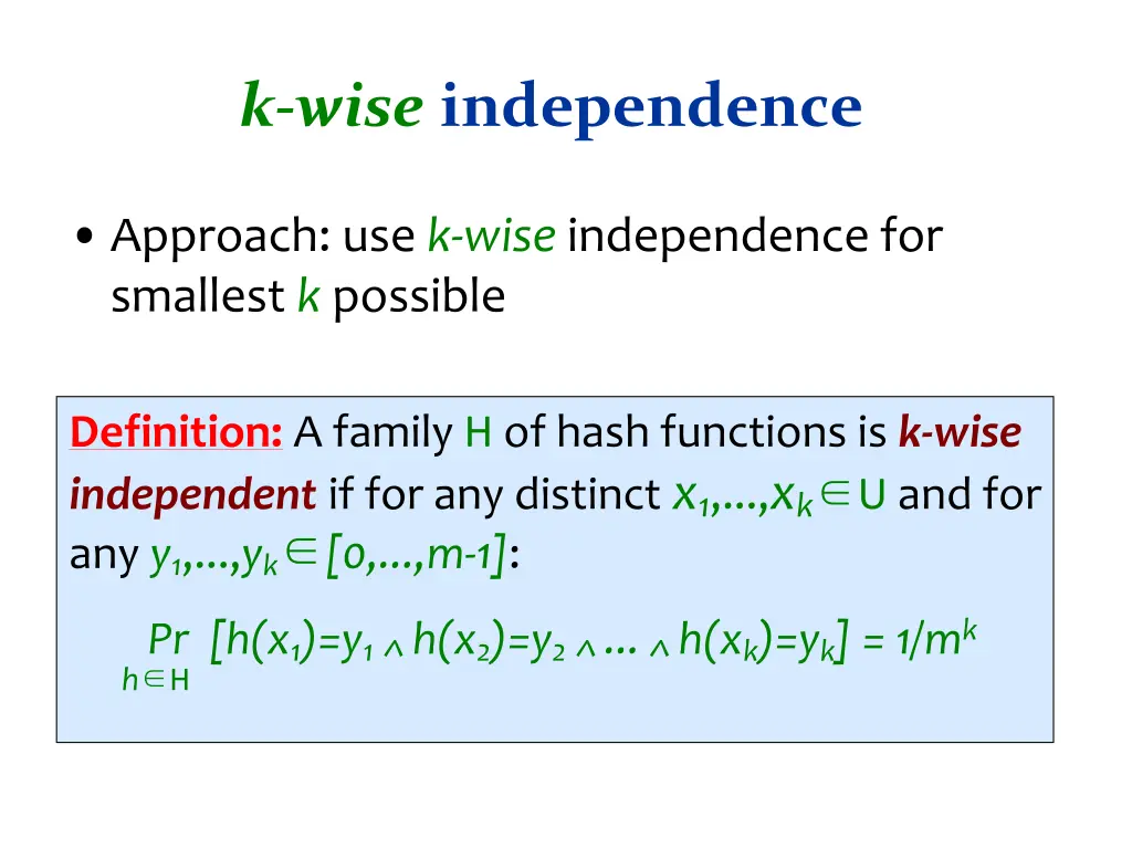 k wise independence