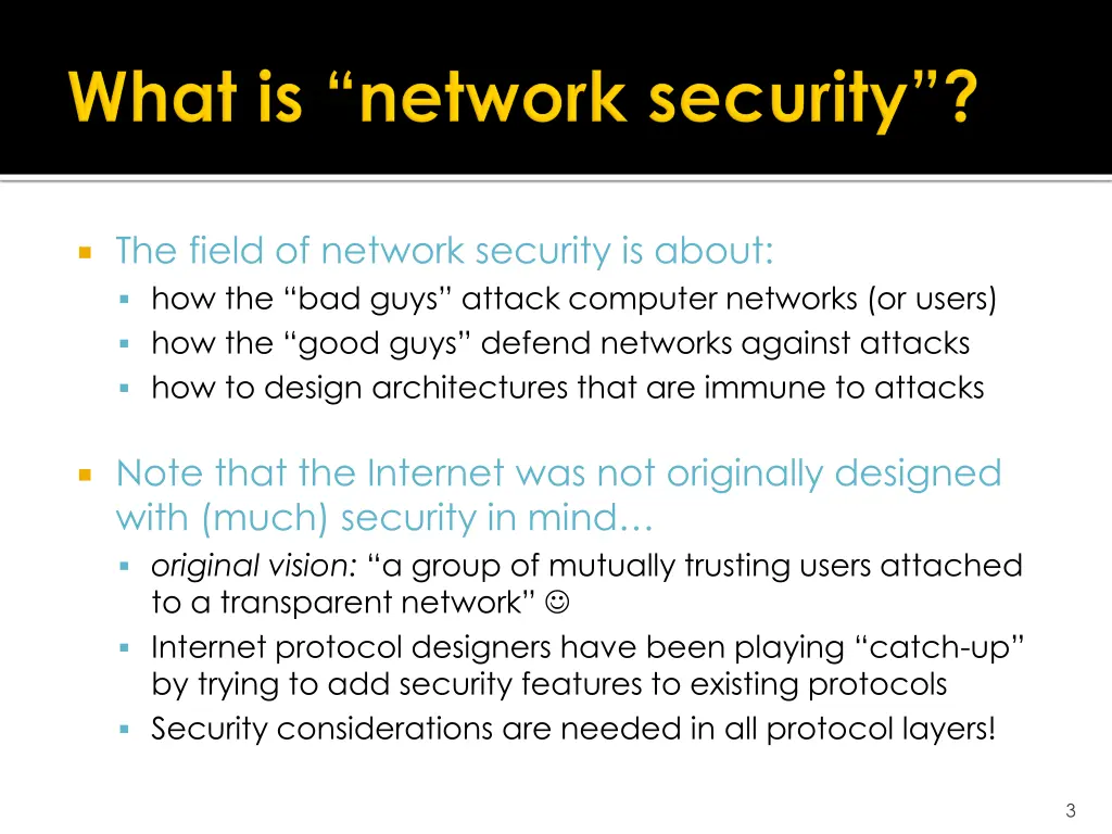 the field of network security is about