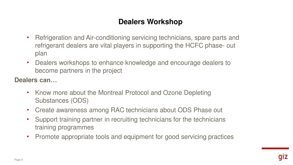 dealers workshop
