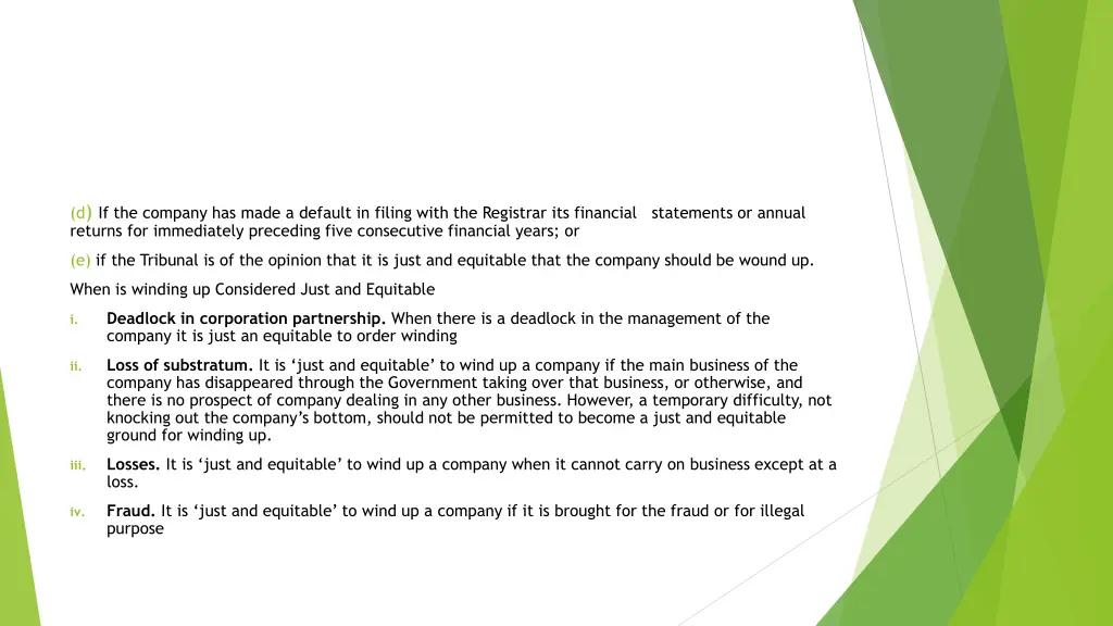 d if the company has made a default in filing