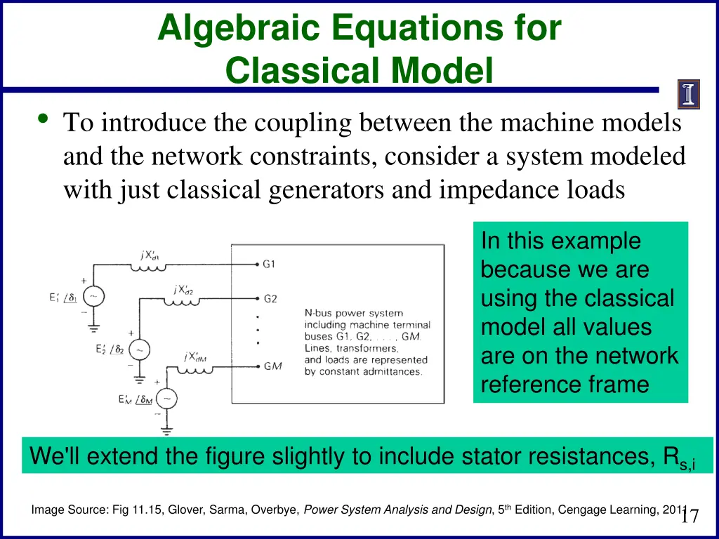 algebraic equations for classical model