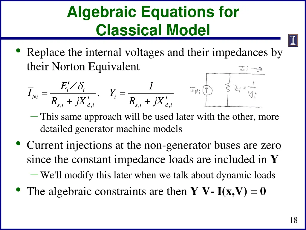 algebraic equations for classical model replace
