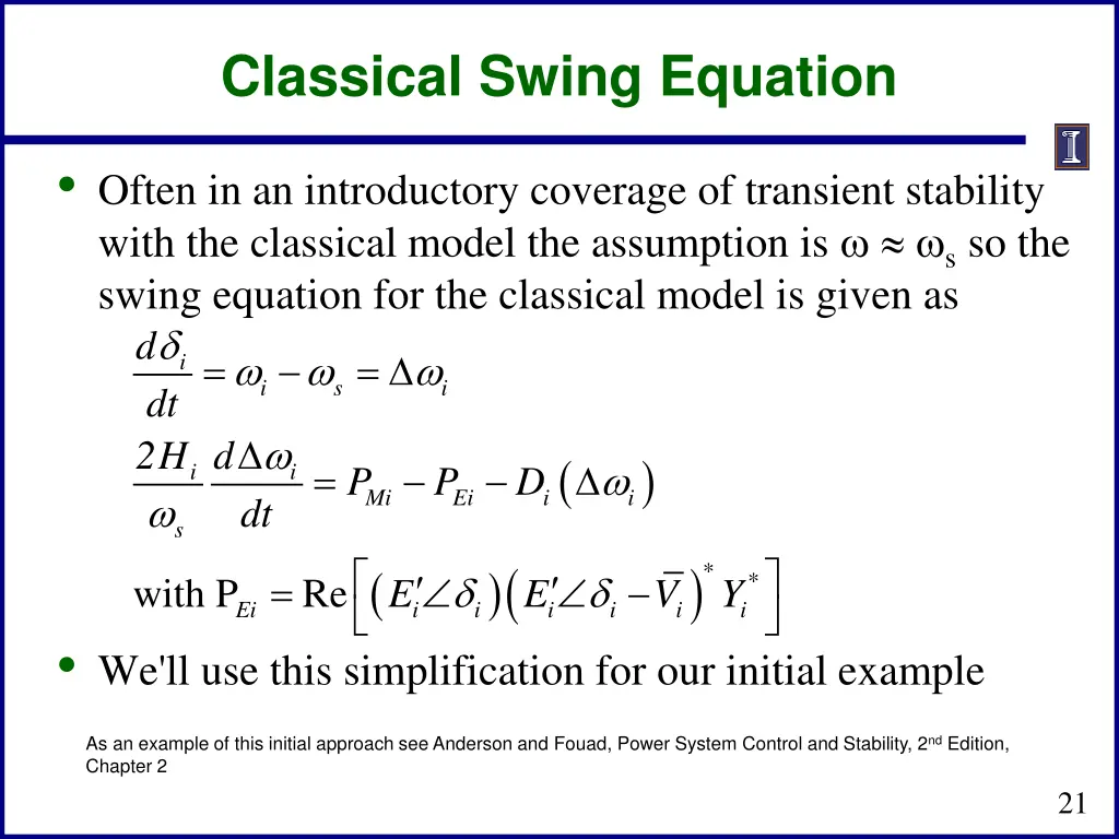 classical swing equation