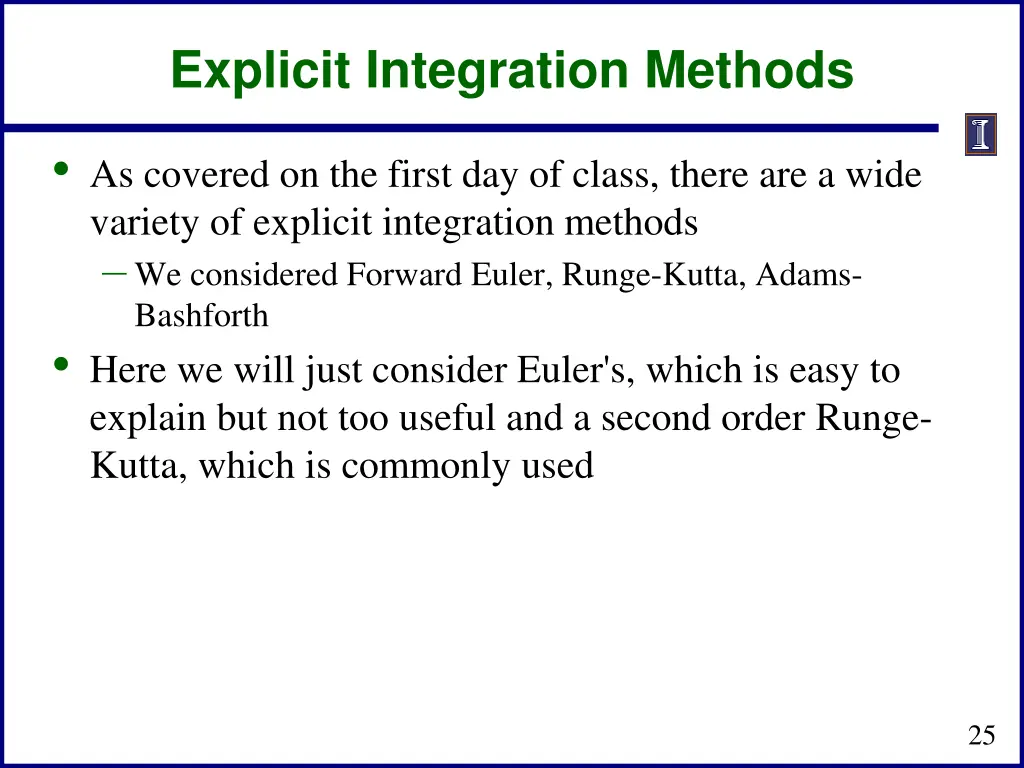 explicit integration methods