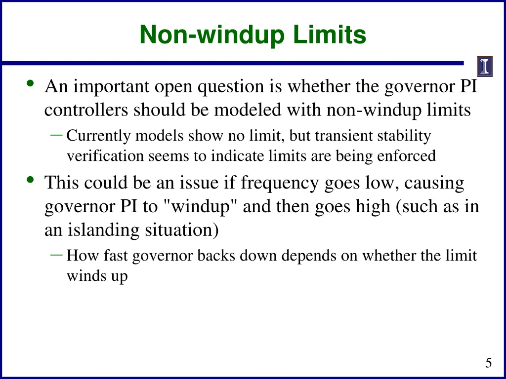 non windup limits