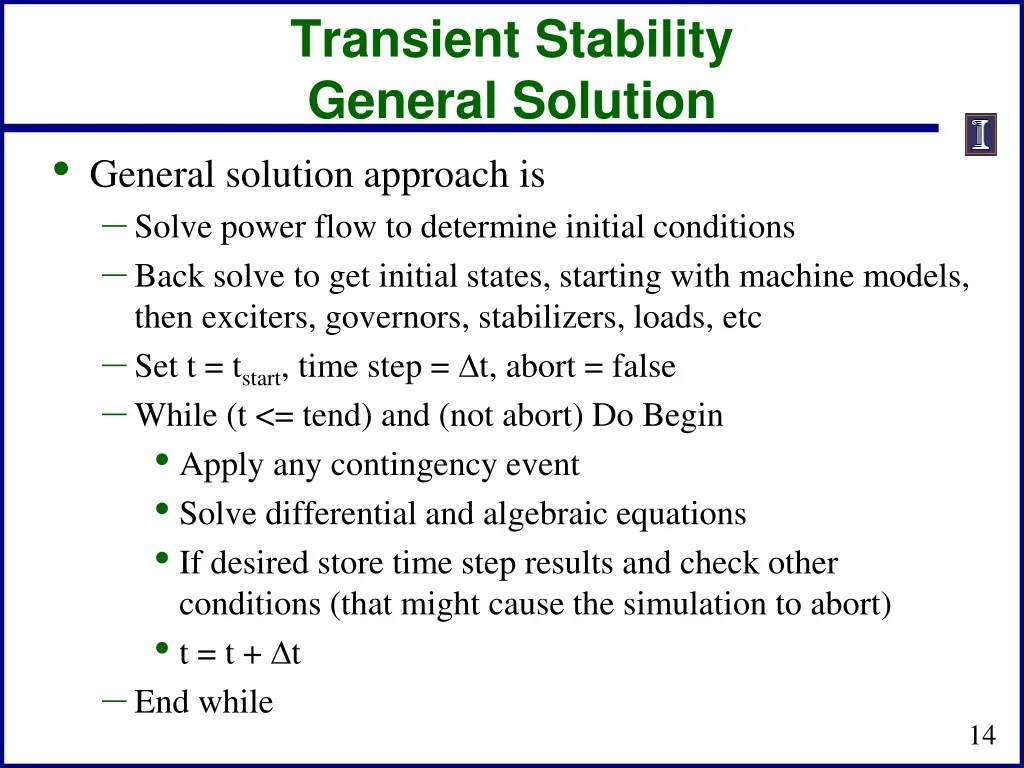 transient stability general solution