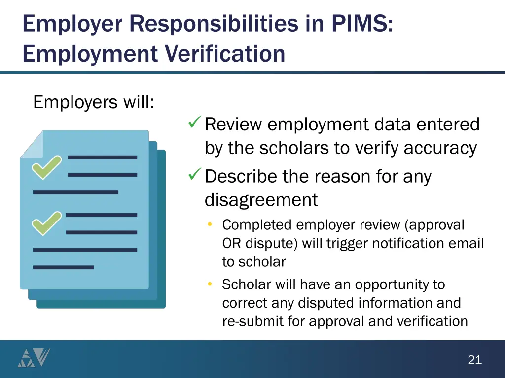 employer responsibilities in pims employment