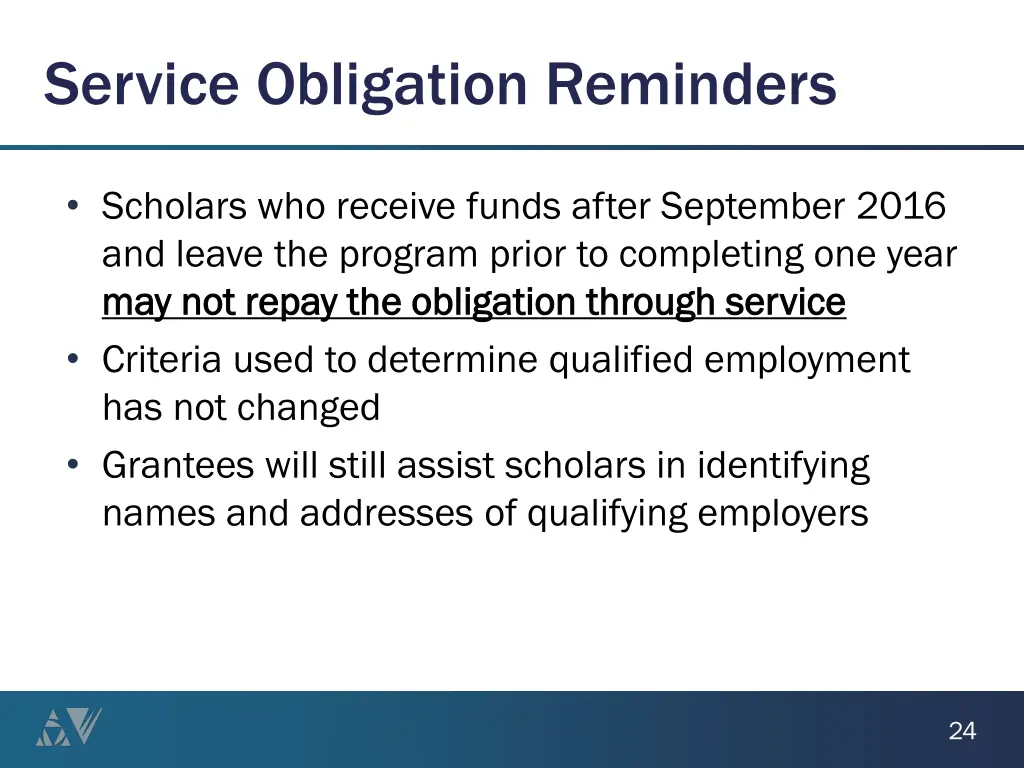 service obligation reminders