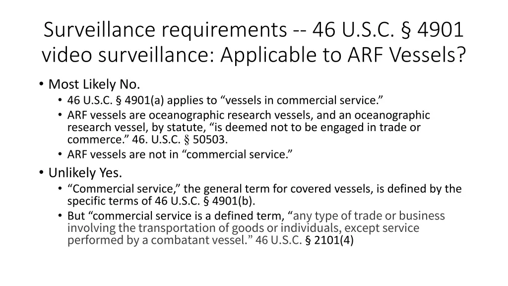 surveillance requirements 46 u s c 4901 video 4