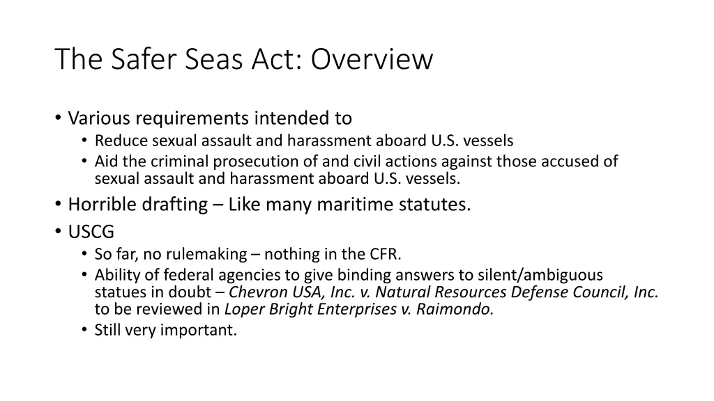 the safer seas act overview