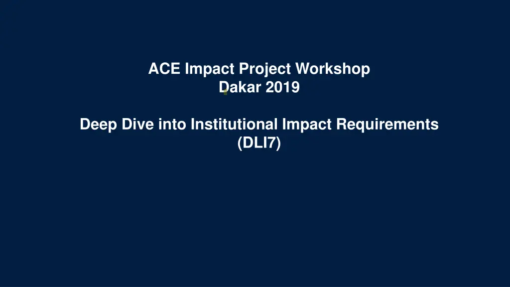 ace impact project workshop dakar 2019
