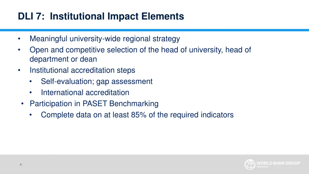 dli 7 institutional impact elements
