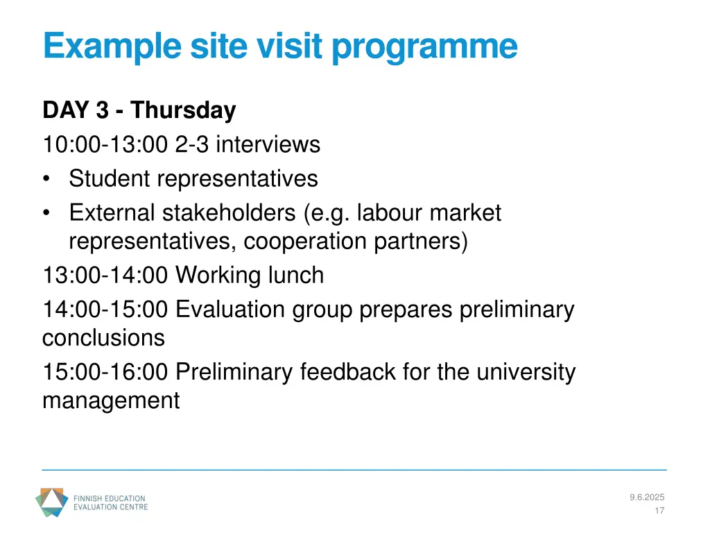 example site visit programme 1